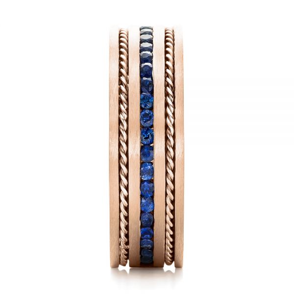 18k Rose Gold 18k Rose Gold Custom Blue Sapphire Men's Band - Side View - 102750