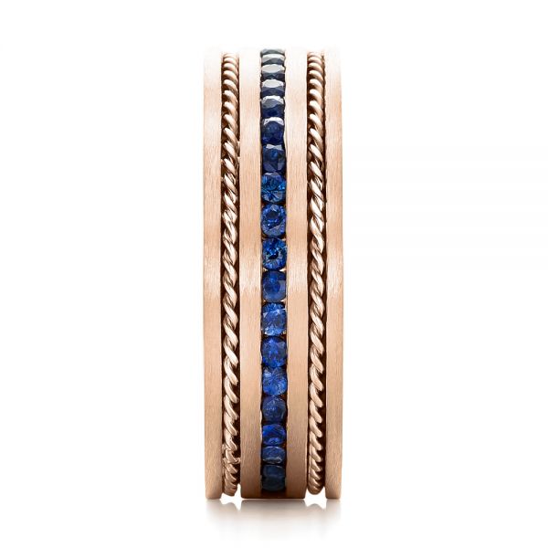 14k Rose Gold 14k Rose Gold Custom Blue Sapphire Men's Band - Side View -  102750