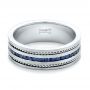 18k White Gold 18k White Gold Custom Blue Sapphire Men's Band - Flat View -  102750 - Thumbnail