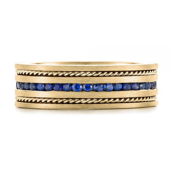 14k Yellow Gold 14k Yellow Gold Custom Blue Sapphire Men's Band - Top View -  102750