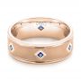 18k Rose Gold 18k Rose Gold Custom Blue Sapphire Men's Wedding Band - Flat View -  103143 - Thumbnail