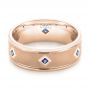 14k Rose Gold 14k Rose Gold Custom Blue Sapphire Men's Wedding Band - Flat View -  103143 - Thumbnail