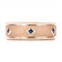 18k Rose Gold 18k Rose Gold Custom Blue Sapphire Men's Wedding Band - Top View -  103143 - Thumbnail
