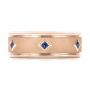 14k Rose Gold 14k Rose Gold Custom Blue Sapphire Men's Wedding Band - Top View -  103143 - Thumbnail