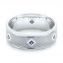 14k White Gold 14k White Gold Custom Blue Sapphire Men's Wedding Band - Flat View -  103143 - Thumbnail