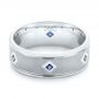 18k White Gold 18k White Gold Custom Blue Sapphire Men's Wedding Band - Flat View -  103143 - Thumbnail