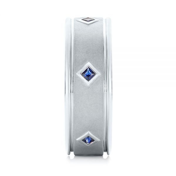 Platinum Custom Blue Sapphire Men's Wedding Band - Side View - 103143