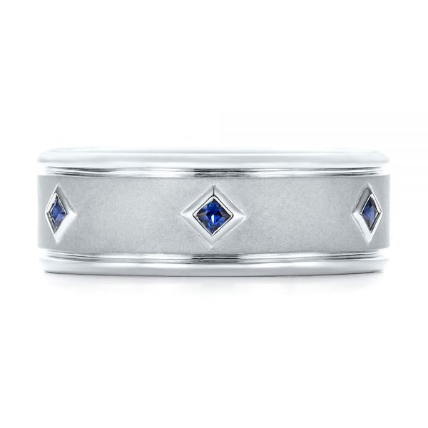  Platinum Custom Blue Sapphire Men's Wedding Band - Top View -  103143