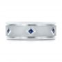  Platinum Custom Blue Sapphire Men's Wedding Band - Top View -  103143 - Thumbnail