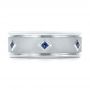 14k White Gold 14k White Gold Custom Blue Sapphire Men's Wedding Band - Top View -  103143 - Thumbnail