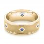18k Yellow Gold 18k Yellow Gold Custom Blue Sapphire Men's Wedding Band - Flat View -  103143 - Thumbnail