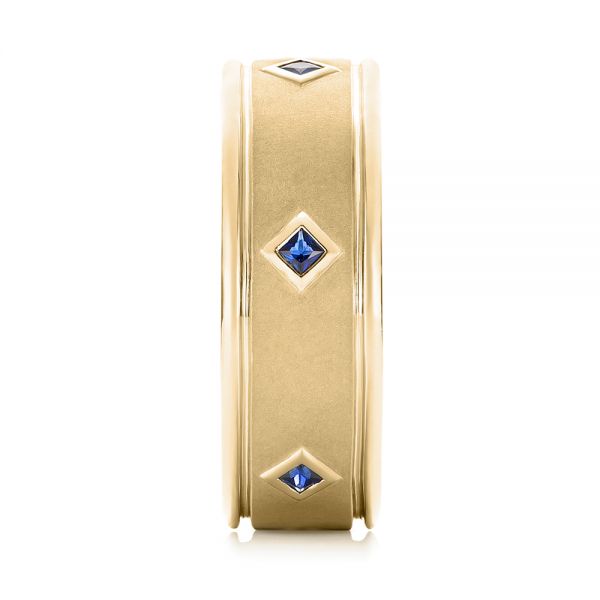 14k Yellow Gold 14k Yellow Gold Custom Blue Sapphire Men's Wedding Band - Side View - 103143