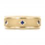 18k Yellow Gold 18k Yellow Gold Custom Blue Sapphire Men's Wedding Band - Top View -  103143 - Thumbnail