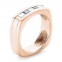 14k Rose Gold 14k Rose Gold Custom Blue Sapphire And Diamond Men's Band - Three-Quarter View -  102911 - Thumbnail