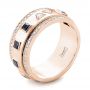 18k Rose Gold 18k Rose Gold Custom Blue Sapphire And Diamond Men's Band - Three-Quarter View -  103352 - Thumbnail