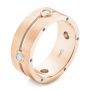 18k Rose Gold 18k Rose Gold Custom Blue Sapphire And Diamond Men's Band - Three-Quarter View -  104257 - Thumbnail