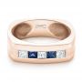 18k Rose Gold 18k Rose Gold Custom Blue Sapphire And Diamond Men's Band - Flat View -  102911 - Thumbnail