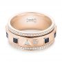 14k Rose Gold 14k Rose Gold Custom Blue Sapphire And Diamond Men's Band - Flat View -  103352 - Thumbnail