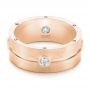 18k Rose Gold 18k Rose Gold Custom Blue Sapphire And Diamond Men's Band - Flat View -  104257 - Thumbnail