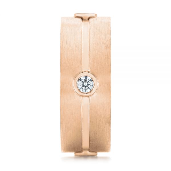 14k Rose Gold 14k Rose Gold Custom Blue Sapphire And Diamond Men's Band - Side View - 104257