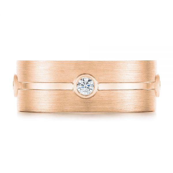 14k Rose Gold 14k Rose Gold Custom Blue Sapphire And Diamond Men's Band - Top View - 104257