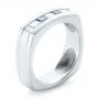 18k White Gold 18k White Gold Custom Blue Sapphire And Diamond Men's Band - Three-Quarter View -  102911 - Thumbnail