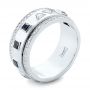 18k White Gold 18k White Gold Custom Blue Sapphire And Diamond Men's Band - Three-Quarter View -  103352 - Thumbnail