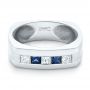 18k White Gold 18k White Gold Custom Blue Sapphire And Diamond Men's Band - Flat View -  102911 - Thumbnail