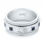 18k White Gold 18k White Gold Custom Blue Sapphire And Diamond Men's Band - Flat View -  103352 - Thumbnail