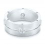 14k White Gold 14k White Gold Custom Blue Sapphire And Diamond Men's Band - Flat View -  104257 - Thumbnail