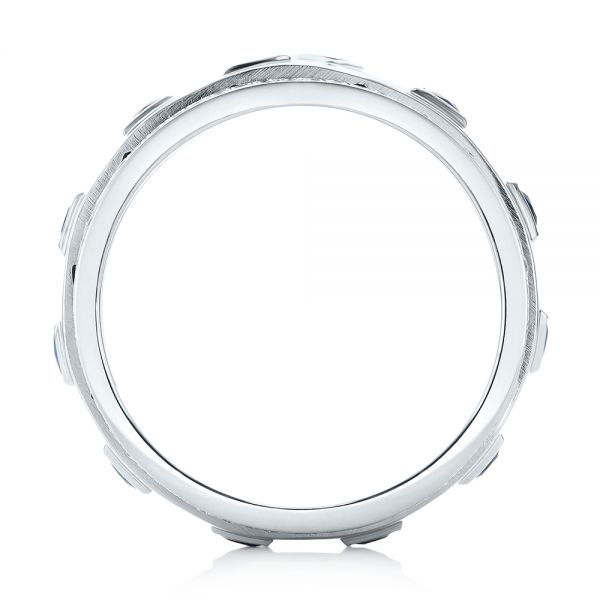 Platinum Custom Blue Sapphire And Diamond Men's Band - Front View - 103352