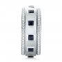 14k White Gold 14k White Gold Custom Blue Sapphire And Diamond Men's Band - Side View -  103352 - Thumbnail