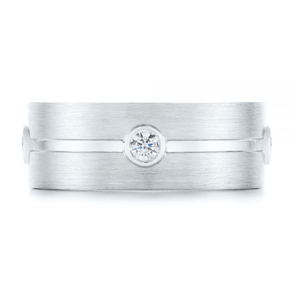 18k White Gold Custom Blue Sapphire And Diamond Men's Band - Top View -  104257