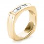 14k Yellow Gold 14k Yellow Gold Custom Blue Sapphire And Diamond Men's Band - Three-Quarter View -  102911 - Thumbnail