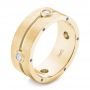 14k Yellow Gold 14k Yellow Gold Custom Blue Sapphire And Diamond Men's Band - Three-Quarter View -  104257 - Thumbnail