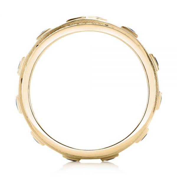 14k Yellow Gold 14k Yellow Gold Custom Blue Sapphire And Diamond Men's Band - Front View - 103352