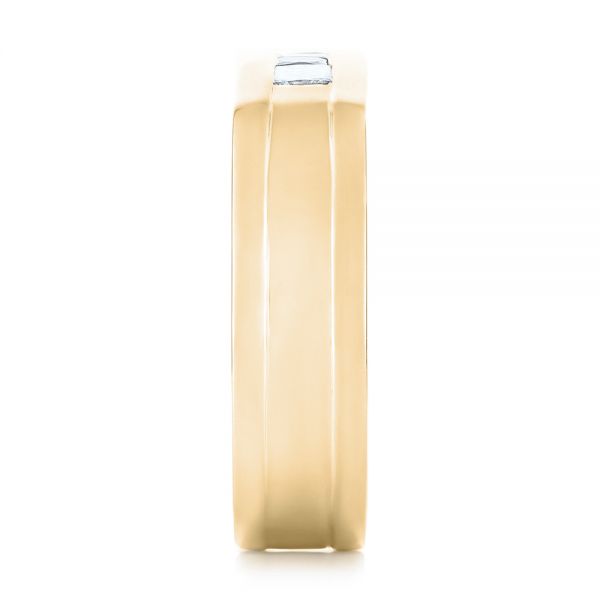 14k Yellow Gold 14k Yellow Gold Custom Blue Sapphire And Diamond Men's Band - Side View - 102911
