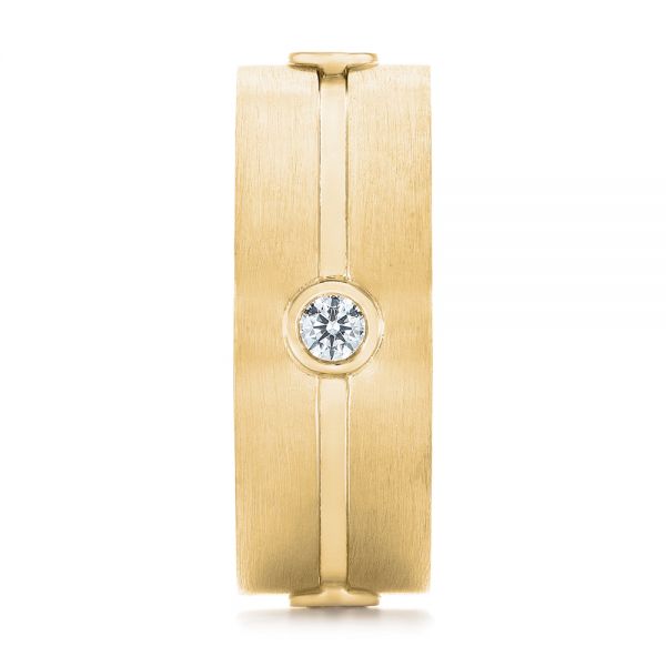 18k Yellow Gold 18k Yellow Gold Custom Blue Sapphire And Diamond Men's Band - Side View - 104257