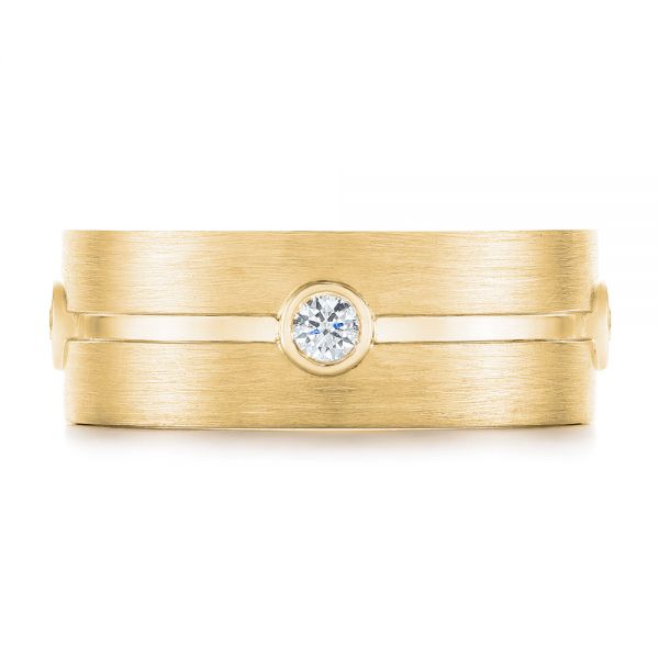 18k Yellow Gold 18k Yellow Gold Custom Blue Sapphire And Diamond Men's Band - Top View - 104257