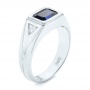 Custom Blue Sapphire And Diamond Men's Wedding Band - Three-Quarter View -  102861 - Thumbnail