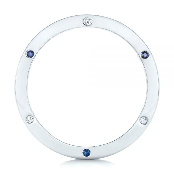  Platinum Custom Blue Sapphire And Diamond Men's Wedding Band - Front View -  102779