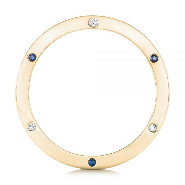 18k Yellow Gold 18k Yellow Gold Custom Blue Sapphire And Diamond Men's Wedding Band - Front View - 102779