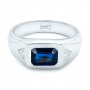 Custom Blue Sapphire And Diamond Men's Wedding Band - Flat View -  102861 - Thumbnail