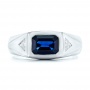 Custom Blue Sapphire And Diamond Men's Wedding Band - Top View -  102861 - Thumbnail