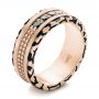 14k Rose Gold 14k Rose Gold Custom Brushed Black Diamond Men's Band - Three-Quarter View -  102804 - Thumbnail