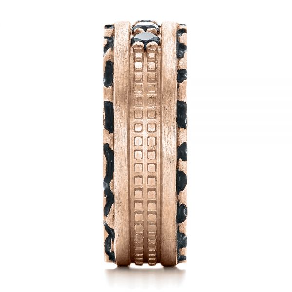 18k Rose Gold 18k Rose Gold Custom Brushed Black Diamond Men's Band - Side View - 102804