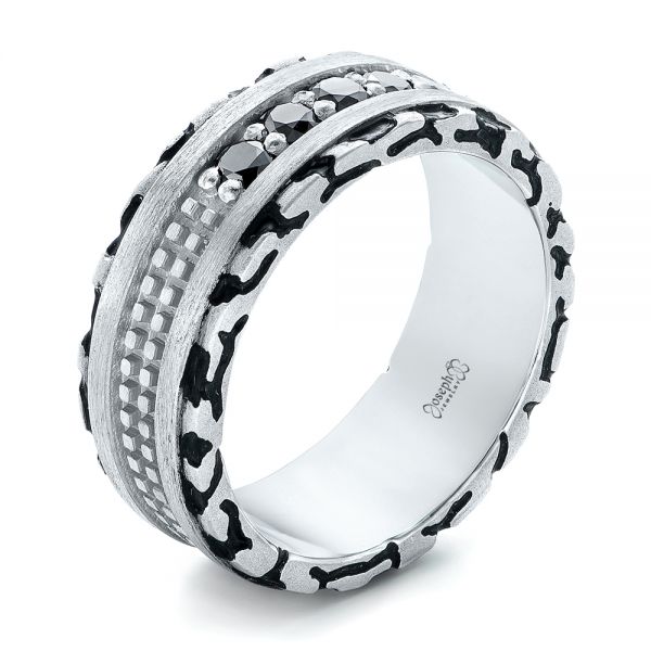  Platinum Custom Brushed Black Diamond Men's Band - Three-Quarter View -  102804