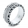  Platinum Custom Brushed Black Diamond Men's Band - Three-Quarter View -  102804 - Thumbnail