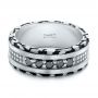  Platinum Custom Brushed Black Diamond Men's Band - Flat View -  102804 - Thumbnail