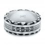 18k White Gold 18k White Gold Custom Brushed Black Diamond Men's Band - Flat View -  102804 - Thumbnail